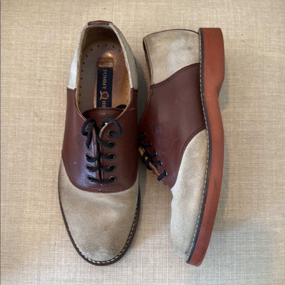 Tommy Hilfiger Men's Brown and Cream Saddle Style Oxfords Men’s 8M